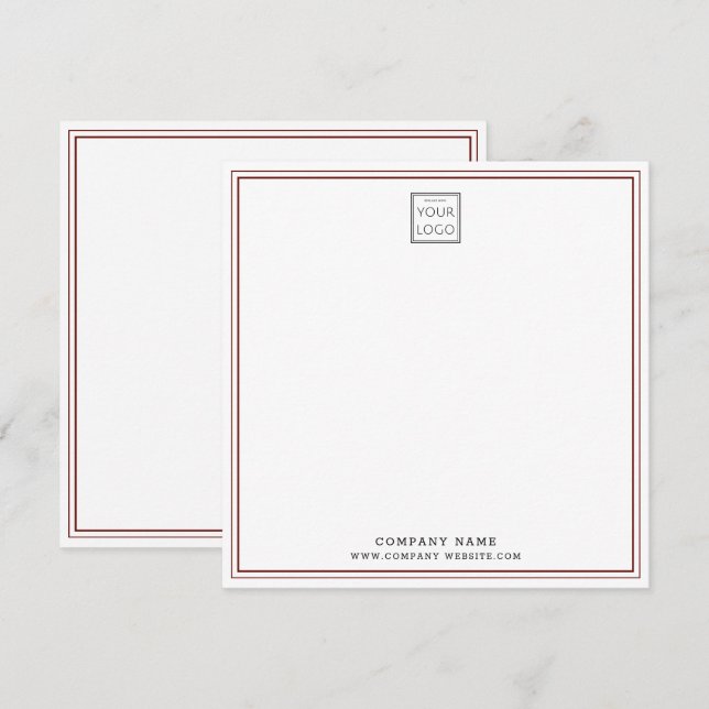 Custom Business Company Logo Maroon Double Border Card (Front/Back)