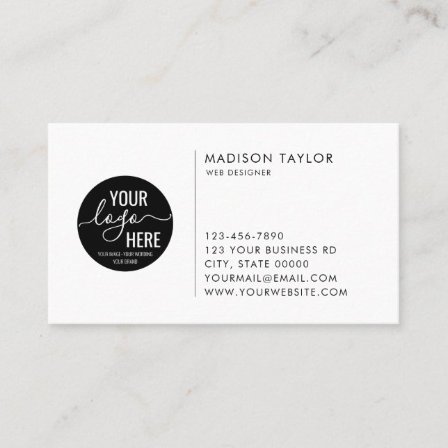 Custom Business Company Logo Minimalist Modern Card (Front)
