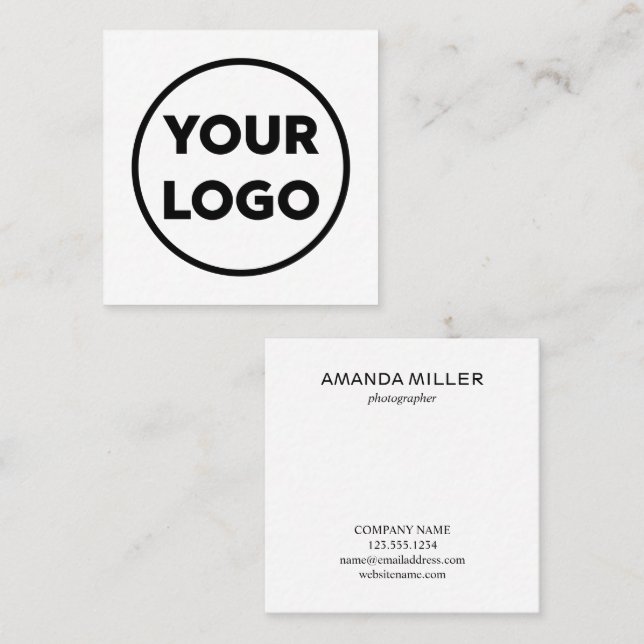Custom Business Company Logo Minimalist Square Business Card (Front/Back)