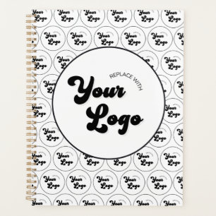 Custom Business Company Logo Pattern Black & White Planner