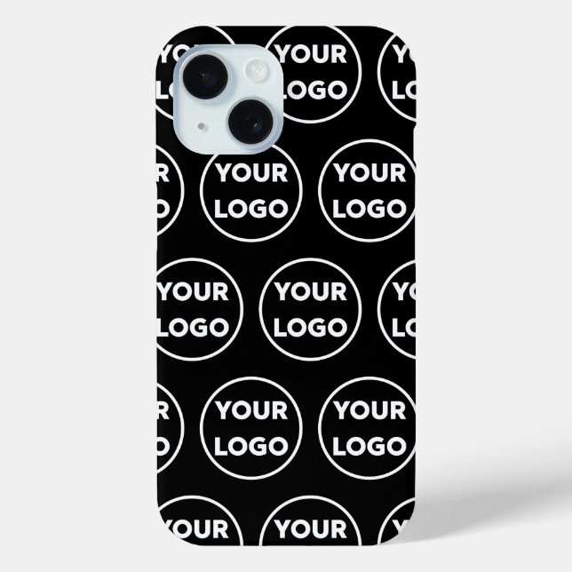 Custom Business Company Logo Pattern on Black Case-Mate iPhone Case (Back)