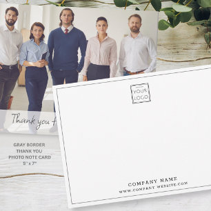 Custom Business Company Logo Photo Thank you 5x7 Card
