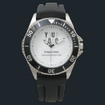 Custom Business Company Logo Promotional Watch<br><div class="desc">Modern black and silver company logo watch with a custom name and a website/tagline. Perfect for promoting your business.</div>
