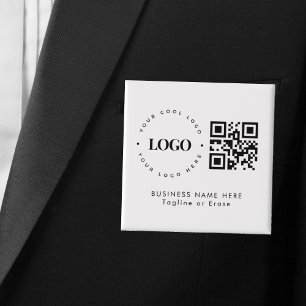 Custom Business Company Logo QR Code Minimalist  15 Cm Square Badge