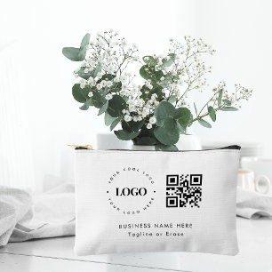 Custom Business Company Logo QR Code Minimalist  Accessory Pouch