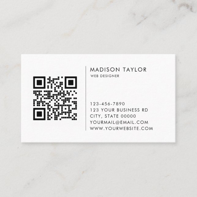 Custom Business Company Logo QR Code Minimalist Card (Front)