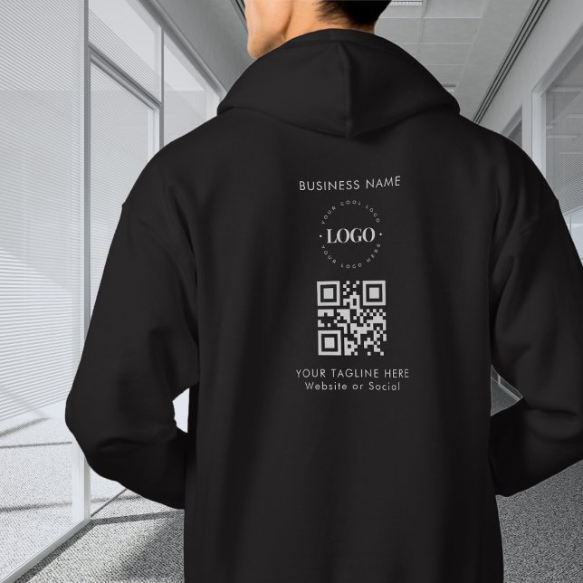 Custom Business Company Logo QR Code & Text Simple Hoodie (Creator Uploaded)