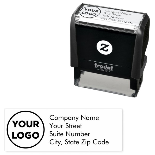 Custom Business Company Logo Return Address Self-inking Stamp (In Situ)