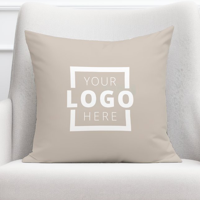 Custom Business Company Logo Taupe Cushion (Creator Uploaded)