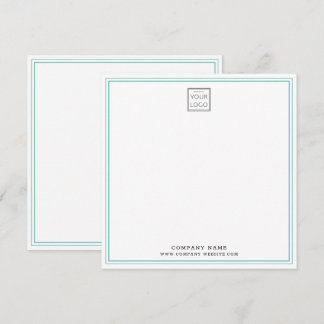 Custom Business Company Logo Teal Double Border Card