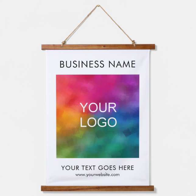 Custom Business Company Logo Text Template Hanging Tapestry (Front)