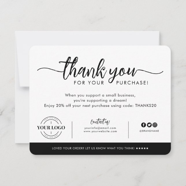 Custom Business Company Logo Thank You Purchase Invitation (Front)