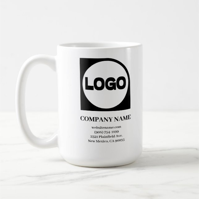 Custom Business Company Name & Logo Coffee Mug (Left)