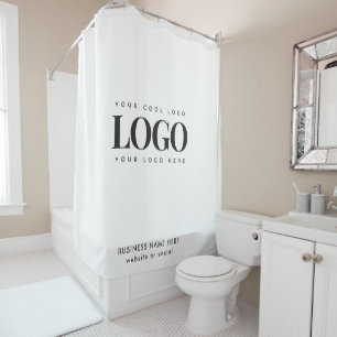 Custom Business Company Rectangle Logo Text Shower Curtain