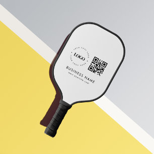 Custom Business Company Team Logo QR Code & Text Pickleball Paddle