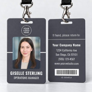 Custom Business Employee Bar Code Photo Name ID Badge