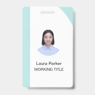 Custom Business Employee Photo Text Blue Indigo ID Badge