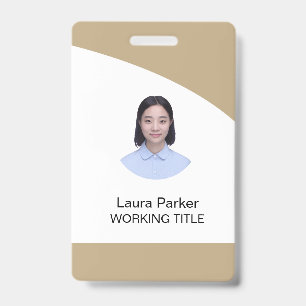 Custom Business Employee Photo Text Cream Snuff ID Badge