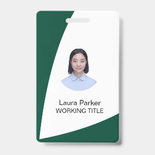 Custom Business Employee Photo Text Dark Green ID Badge