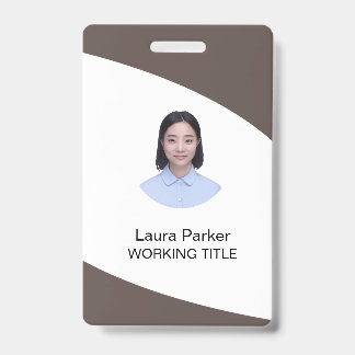 Custom Business Employee Photo Text Dusky Brown ID Badge