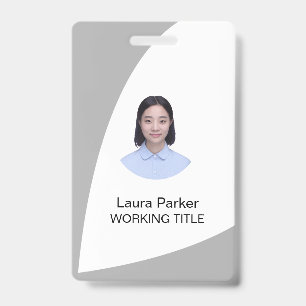 Custom Business Employee Photo Text Grey Black ID Badge