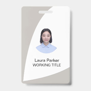 Custom Business Employee Photo Text Grey Snuff ID Badge