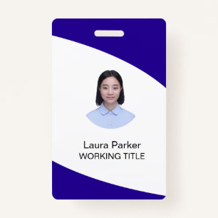 Custom Business Employee Photo Text Indigo ID Badge