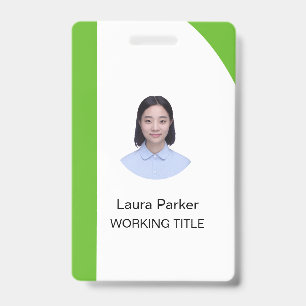 Custom Business Employee Photo Text Lime Green ID Badge