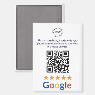 Custom Business Google Reviews QR Code Company Magnet