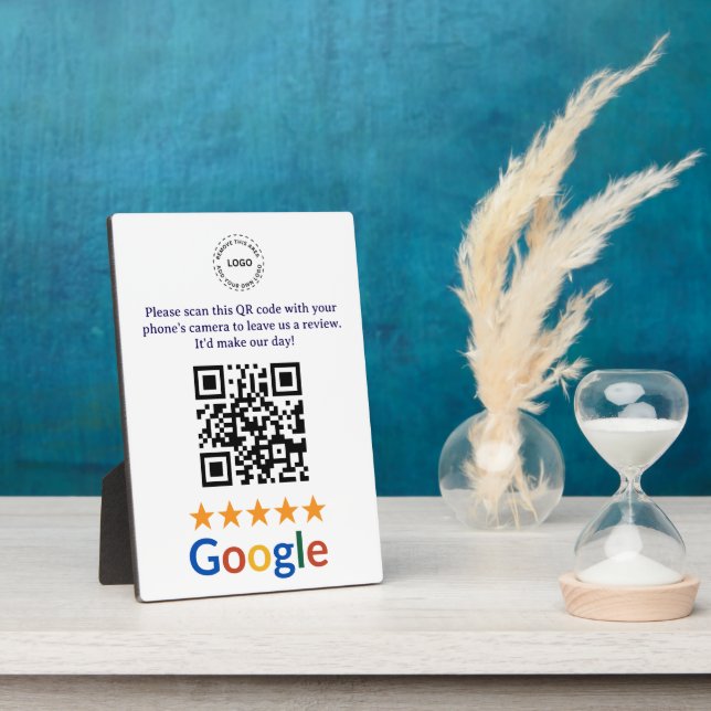 Custom Business Google Reviews QR Code Company Plaque (Side)