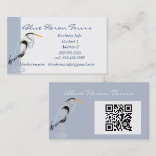 Custom Business Great Blue Heron Bird QR Code Card