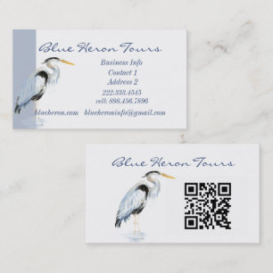 Custom Business Great Blue Heron Bird QR Code Card