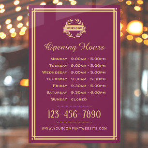 Custom Business Hours Plum Gold Vintage
