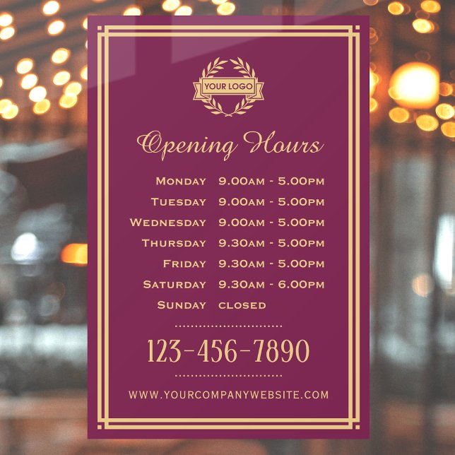 Custom Business Hours Plum Gold Vintage (Creator Uploaded)