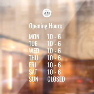 Custom Business Hours Window Cling with Logo