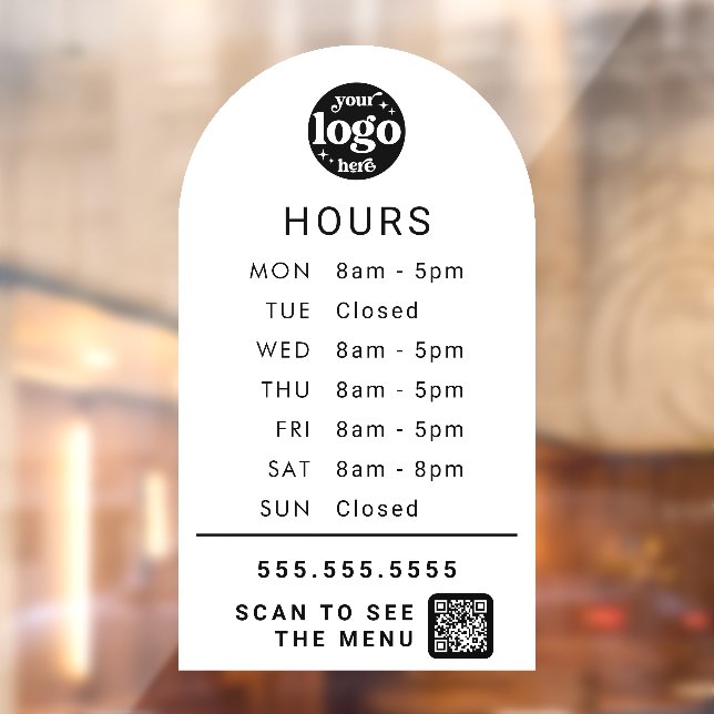 Custom Business Hours With Store Logo And QR Code (Sheet 2)