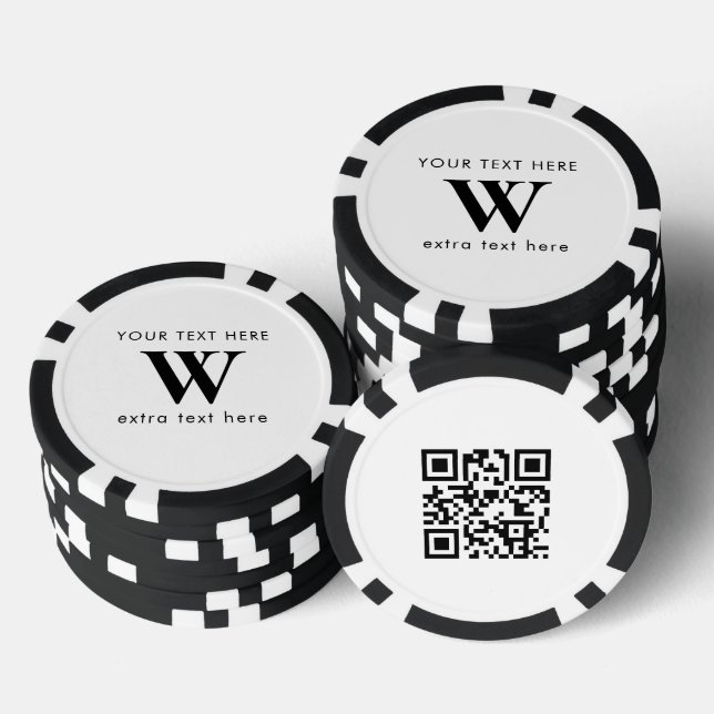 Custom Business Initial Logo Promotional QR Code Poker Chips (Stack)