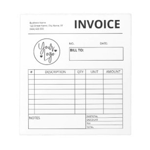 Custom Business Invoice Order Form Logo Notepad