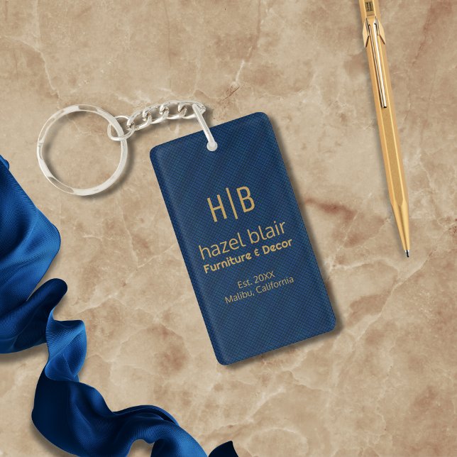 Custom Business Keychain with Gold Monogram Logo (Creator Uploaded)