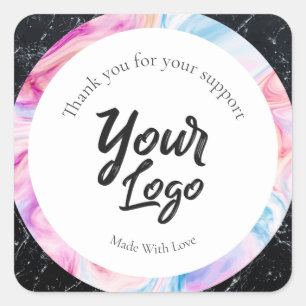 Custom business label black and colorable marble