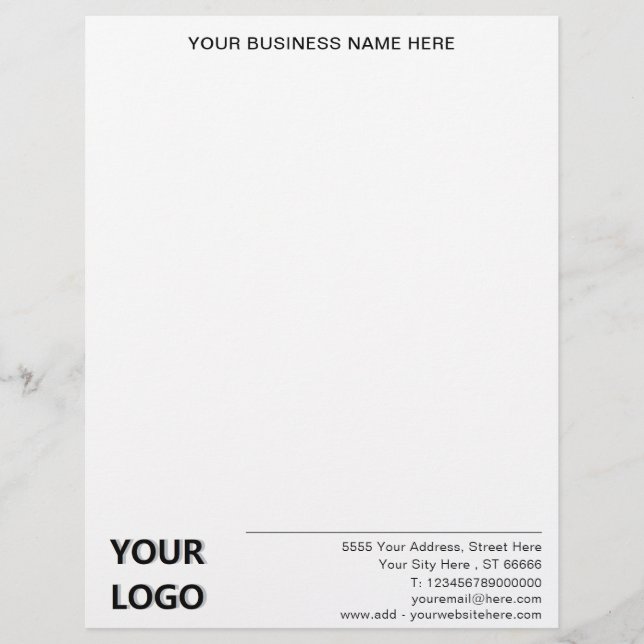 Custom Business Letterhead Logo Website Address (Front)