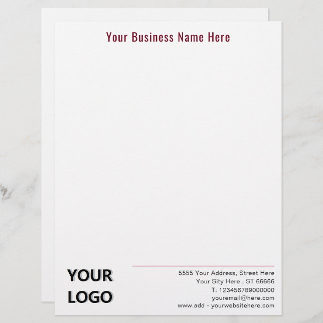 Custom Business Letterhead with Logo and QR Code (Front/Back)