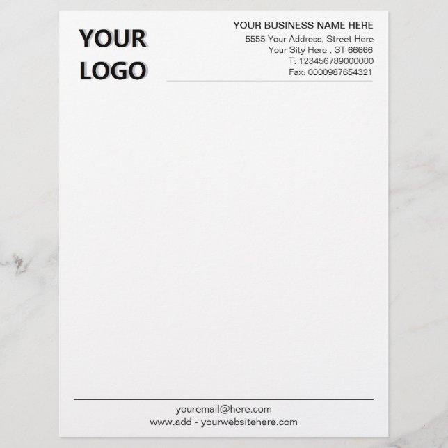 Custom Business Letterhead with Logo Name Info (Front)