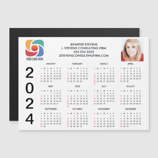 Custom Business Logo 2024 Company Calendar Magnet (Front/Back)