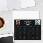 Custom Business Logo 2026 Calendar Black White Postcard<br><div class="desc">This black and white business calendar postcard is custom made with your professional company name and office contact details in black and white. These chic calendar postcards features your logo on one side of the top and personalised professional photo on the other. Contemporary marketing item for a corporation in 2026....</div>