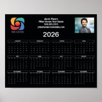 Custom Business Logo 2026 Calendar Black White