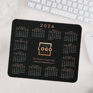 Custom Business Logo 2026 Calendar Rose Gold Mouse Pad