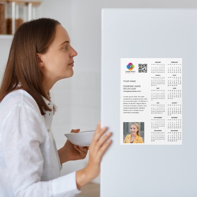 Custom Business Logo 2026 Company Calendar Magnet  (Modern Custom Business Logo Photo About Info 2026 Company Promotional Marketing Calendar Magnet )