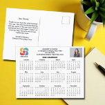 Custom Business Logo 2026 Company Calendar Postcard<br><div class="desc">This modern business postcard calendar is custom made with your professional company name under the the agent name in chic typography. These minimalist black and white calendar postcards feature your logo on one side and personalised photo on the other. Contemporary marketing tools for a corporation in 2026. The weeks start...</div>