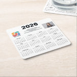 Custom Business Logo 2026 Company Calendar Square Paper Coaster<br><div class="desc">This modern business calendar paper coaster is custom made with your professional company name under the the agent name in chic typography. These minimalist black and white calendars feature your logo on one side and personalised photo on the other. Contemporary marketing tools for a corporation in 2026. The weeks start...</div>